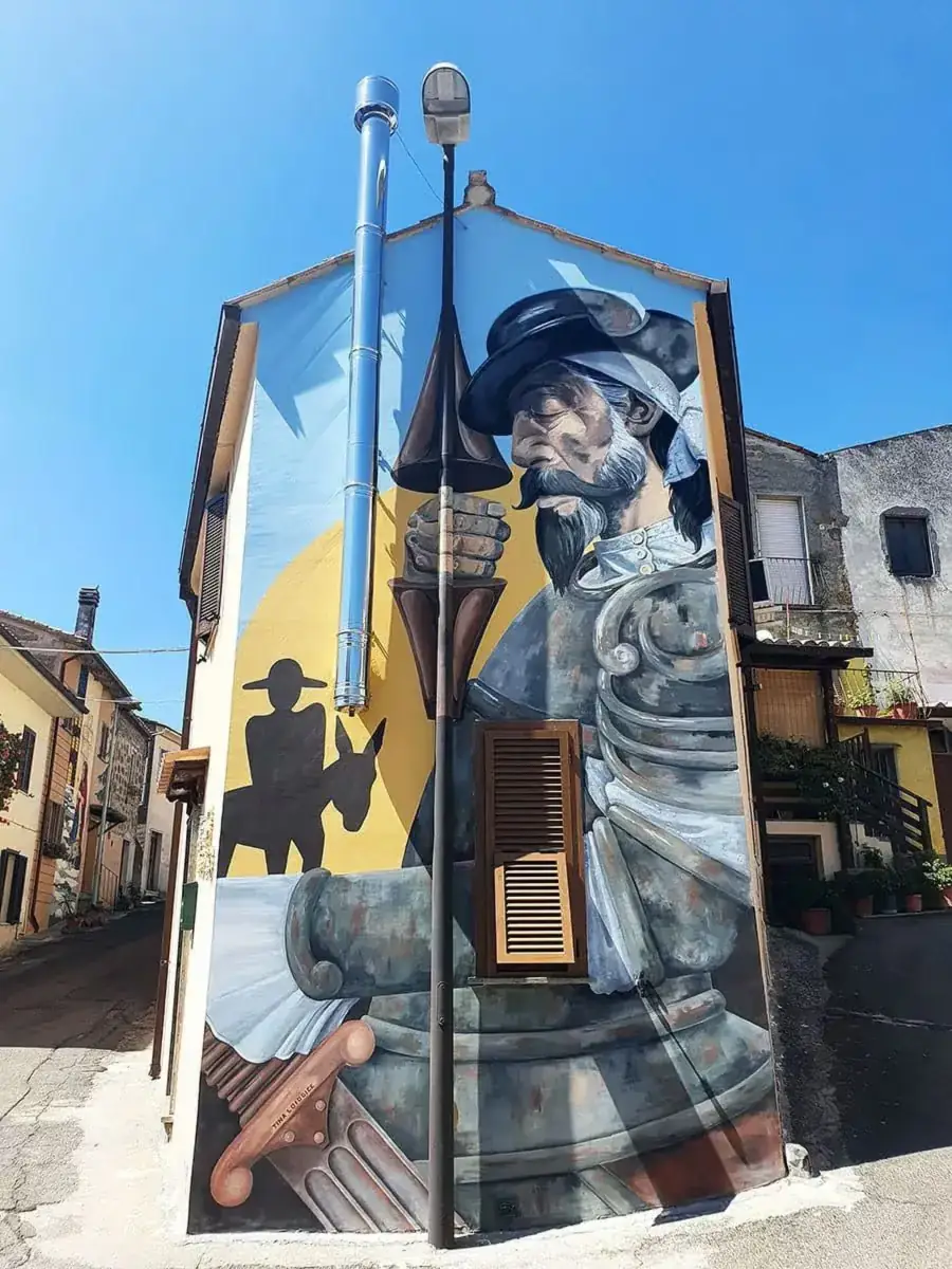 Un murale dedicato alle fiabe su una casa del borgo di Sant'Angelo di Roccalvecce